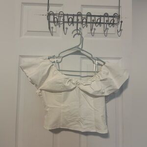 Lost + Wander White Ruffled Cap Sleeve Blouse